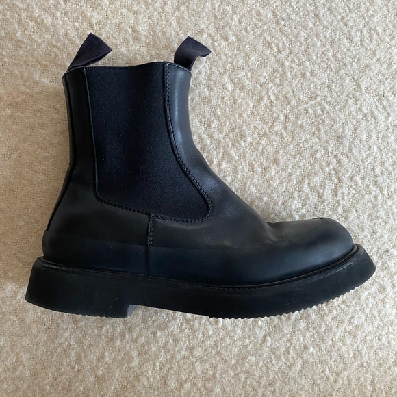 Celine Phoebe Philo Shearling Lined Black Leather Country Boots Size 37 - Picture 2 of 13